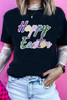 Black Sequined Happy Easter Graphic Tee