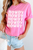 Sachet Pink HOWDY Graphic Western Crew Neck Tee
