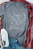 Gray Cowgirl Boots OX Head Western Fashion Print Crewneck Tee