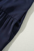 Navy Blue Collared V Neck Flutter Sleeve Tiered Plus Size Dress