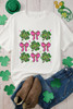 White St Patrick Shamrock Bowknot Printed Crewneck Tee White St Patrick Shamrock Bowknot Printed Crewneck Tee