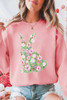 Pink Floral Bunny Printed Crewneck Easter Fashion Sweatshirt