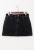 Carbon Grey Mineral Wash Ripped Raw Hem Denim Mini Skirt