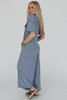 Beau Blue Half Placket Chest Pockets Short Sleeve Wide Leg Jumpsuit Beau Blue Half Placket Chest Pockets Short Sleeve Wide Leg Jumpsuit