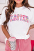 White Cheerful Leopard EASTER Letter Graphic Tee