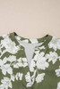Green Floral Print Split Neck Short Sleeve Blouse Green Floral Print Split Neck Short Sleeve Blouse