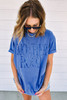 Sky Blue Vintage MOTHERHOOD Letter Graphic T Shirt