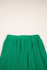 Green Solid Color Ribbed Ruffle Tank Top and Pants Set