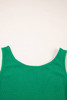 Green Solid Color Ribbed Ruffle Tank Top and Pants Set
