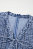 Beau Blue Tie V Neck Tucking Detail Short Sleeve Denim Shift Dress