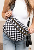 Color black Checkered Print Wide Strap Large Crossbody Bag