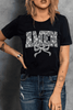 Black Floral AMEN Bow Printed T Shirt