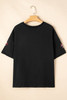 Black Sequin Crayfish Graphic Drop Sleeve High Low Tee Black Sequin Crayfish Graphic Drop Sleeve High Low Tee