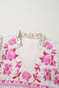 Beige Floral Embroidered Short Sleeve Notched V Neck Blouse Beige Floral Embroidered Short Sleeve Notched V Neck Blouse