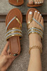 Gold Clip Toe Pointed Toe Strappy Flat Slippers Gold Clip Toe Pointed Toe Strappy Flat Slippers