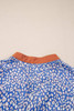 Ashleigh Blue Leopard Print Spot Contrast V Neck Half Puff Sleeve Shirt