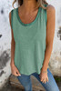 Mist Green Metallic Sheen Edge Scoop Neck Tank Top