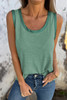 Mist Green Metallic Sheen Edge Scoop Neck Tank Top