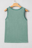 Mist Green Metallic Sheen Edge Scoop Neck Tank Top
