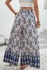 Blue Boho Pattern Print High Waist Wide Leg Loose Pants Blue Boho Pattern Print High Waist Wide Leg Loose Pants