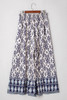 Blue Boho Pattern Print High Waist Wide Leg Loose Pants Blue Boho Pattern Print High Waist Wide Leg Loose Pants