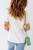 White Funky America Letter Bow Printed T Shirt