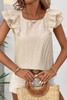 Beige Textured Bow Knot Frilled Butterfly Sleeve Blouse