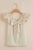 Beige Textured Bow Knot Frilled Butterfly Sleeve Blouse