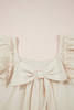 Beige Textured Bow Knot Frilled Butterfly Sleeve Blouse