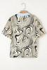 White Zebra Stripe Print Contrast V-Neck Ricrac Detail Short Sleeve Blouse Top White Zebra Stripe Print Contrast V-Neck Ricrac Detail Short Sleeve Blouse Top