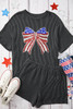 Carbon Grey Independence Day Sequin Bow Graphic Twist Rib Textured Short Set Carbon Grey Independence Day Sequin Bow Graphic Twist Rib Textured Short Set