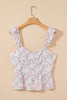 Pink Floral Flutter Peplum Tank Top