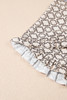 Khaki Plus Size Geometric Print Ruffled Sleeve Blouse