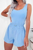 Myosotis Plain Sleeveless Loop Drawstring Cinched Waist Romper