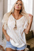 Khaki Leopard Print V Neck Side Slit Loose Fit T Shirt