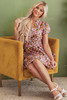 Pink Floral Print Puff Sleeve Shirred High Waist Mini Dress