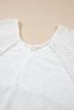 White Eyelet Patchwork High Low Hem V Neck Oversized Top