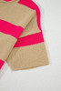 Pink Stripe Colorblock Short Sleeve Crew Neck Lightweight Sweater