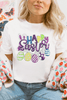 White Happy Easter Sequin Patched Casual Tee