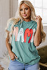 Sea Green MAMA Printed Mineral Wash Crewneck T Shirt Sea Green MAMA Printed Mineral Wash Crewneck T Shirt