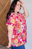 Rose Plus Size Floral Print Ruffle Short Sleeve Blouse Rose Plus Size Floral Print Ruffle Short Sleeve Blouse
