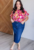Rose Plus Size Floral Print Ruffle Short Sleeve Blouse Rose Plus Size Floral Print Ruffle Short Sleeve Blouse
