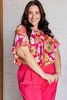 Rose Plus Size Floral Print Ruffle Short Sleeve Blouse Rose Plus Size Floral Print Ruffle Short Sleeve Blouse
