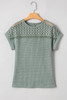 Mist Green Lace Patchwork Waffle Short Sleeve Top