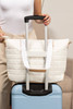 White Quilted Patchwork Large Tote Bag and Clutch 2pcs Set