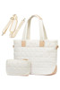 White Quilted Patchwork Large Tote Bag and Clutch 2pcs Set