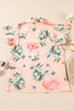 Pink Floral Print Frilled V Neck Pleated Sleeve Blouse Pink Floral Print Frilled V Neck Pleated Sleeve Blouse