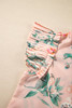Pink Floral Print Frilled V Neck Pleated Sleeve Blouse Pink Floral Print Frilled V Neck Pleated Sleeve Blouse