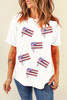 White Sequin Bow American Flag Patched T Shirt White Sequin Bow American Flag Patched T Shirt