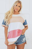 Multicolour Colorblock Patchwork Side Split Tunic T Shirt